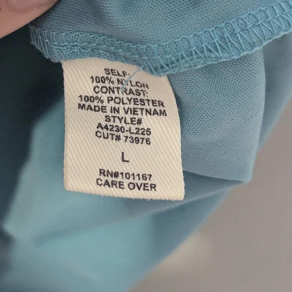 Kim & Cami Los Angeles Women's Large Blue Embroidered Mesh Short Puff Sleeve Top - Picture 6 of 9